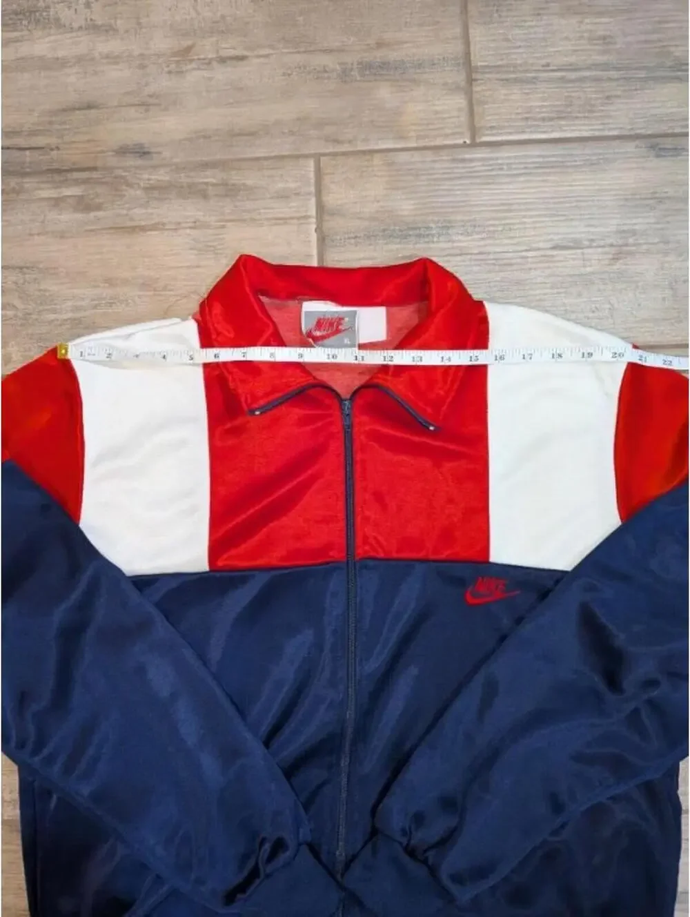 NIKE 90s track jacket Sz XL Run DMC Hip Hop.  Thread Undone Around Collar. READ!